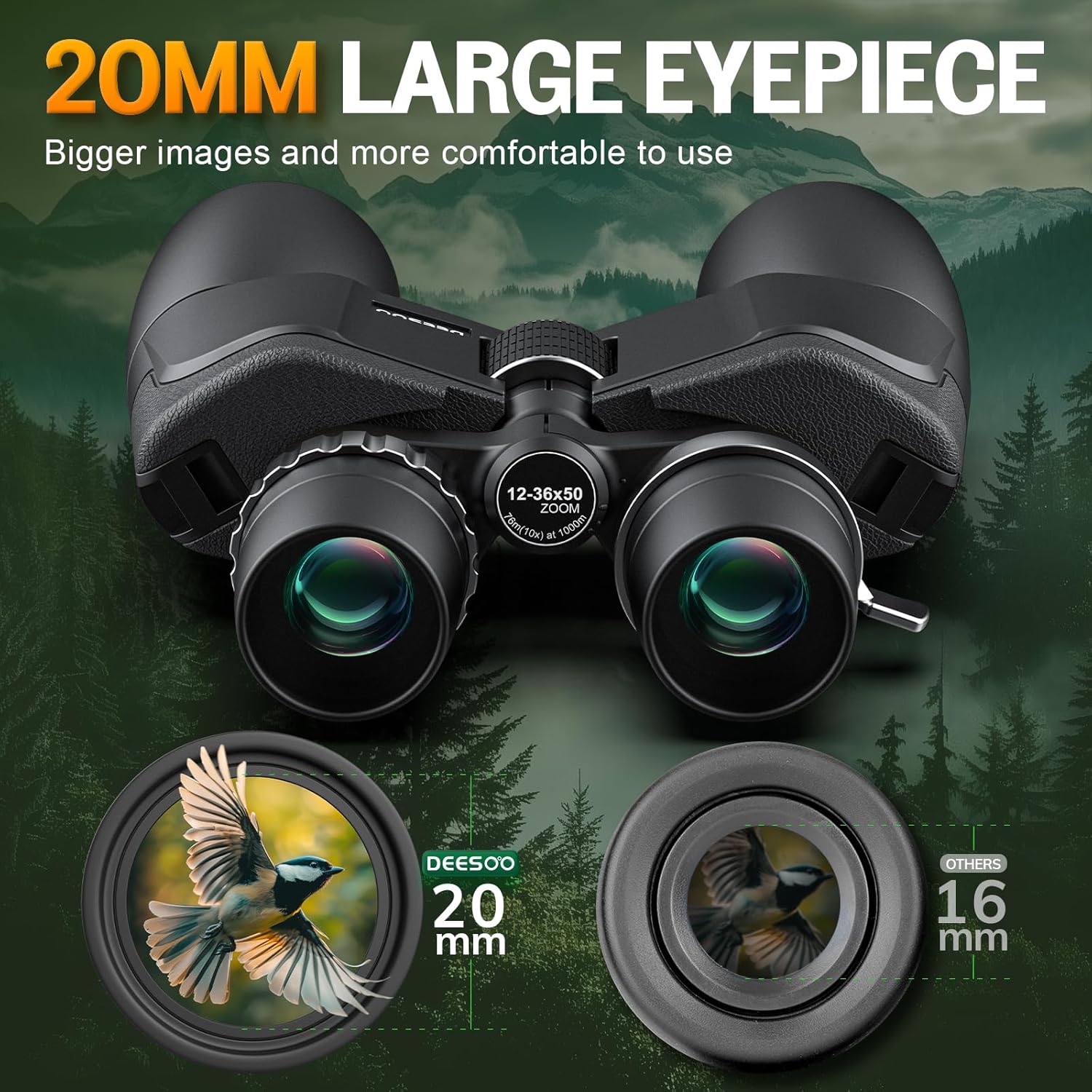 Ống nhòm hai mắt zoom cao cấp Terino BZ-1050HD ( lăng kính BAK4, HD, độ phóng đại lớn, thấu kính FMC, màu đen) - Hàng chính hãng