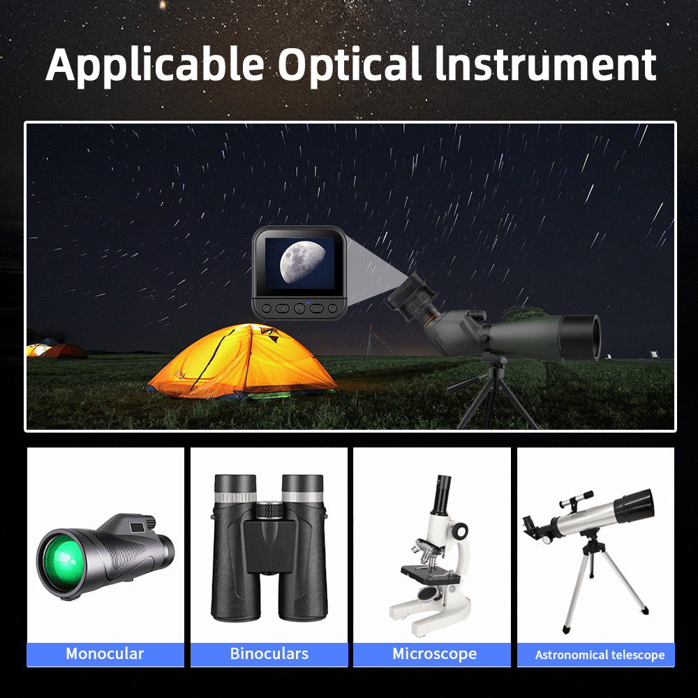 Thiết bị Camera quay, chụp gắn thị kính Terino CA-WF02 (Wifi, 64MP, Video 4K, LCD 2.8 inch, có thể gắn vào ống nhòm, kính hiển vi, kính thiên văn) - Hàng chính hãng