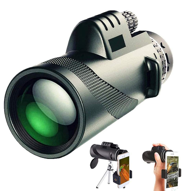 Ống nhòm đơn Terino MP-4060 kèm bộ gắn điện thoại (40x60mm, lăng kính BAK4, độ phóng đại cao, HD, màu xanh lính) - Hàng chính hãng
